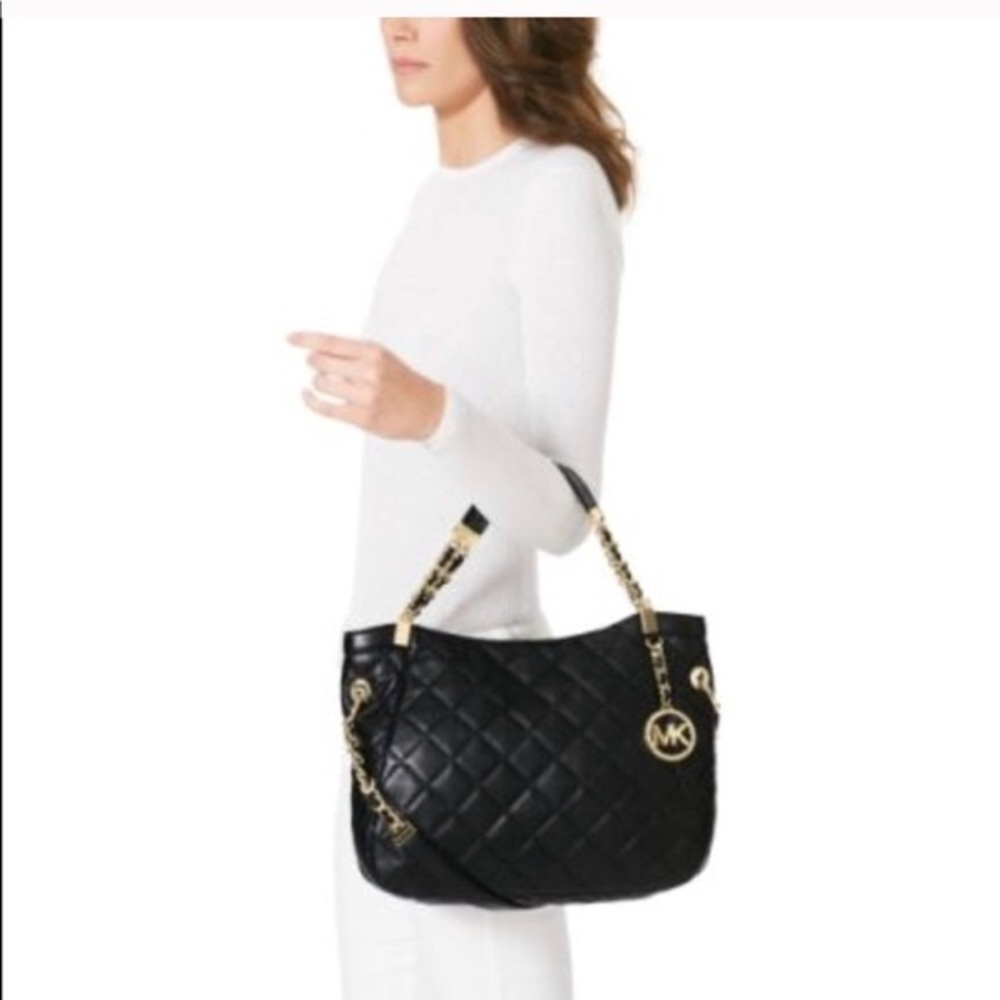 MICHAEL Michael Kors Susannah Black Quilted Leather Purse